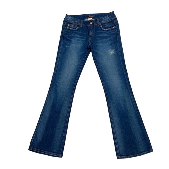Y2K Candie’s Bootcut Jeans Low Rise Distressed Studded Back Flap Pocket Jeans - Picture 1 of 16